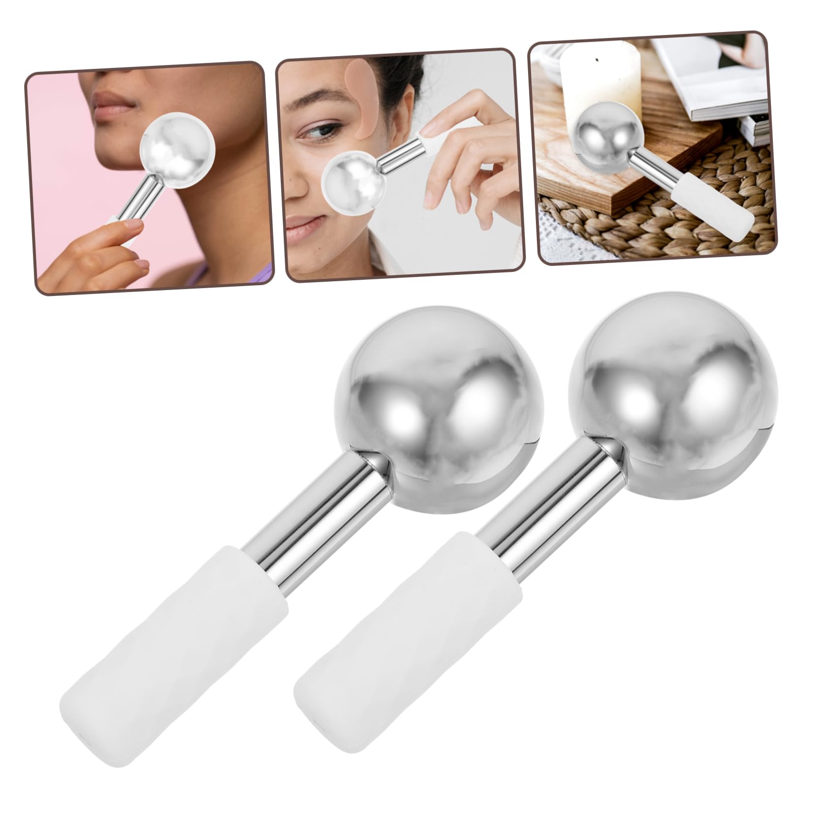 Eisroller für Gesicht 2 Stück-pack aus Edelstahl und Silikon