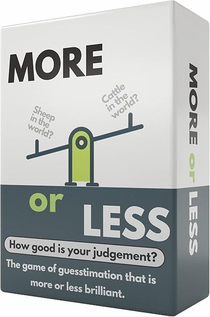 More or Less Original Edition Card Game - How Good Is Your Judgement? 2 Player+ | Family Fun Guessing Game for all Adults & Kids Aged 14 for a Christmas Party or Secret Santa