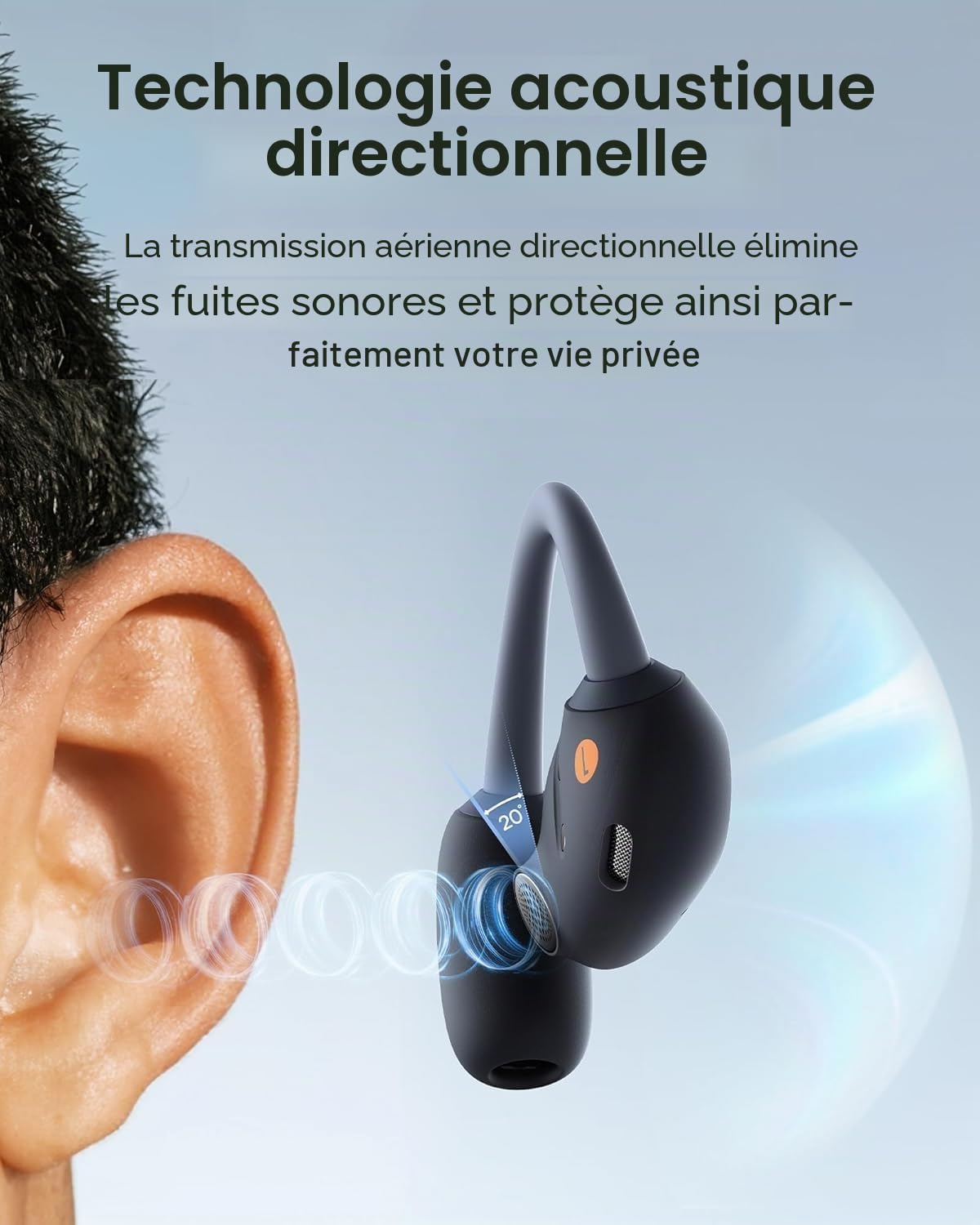 Baseus Eli Sport 1 Écouteurs Open Ear Bluetooth, Acoustique Directionnelle, Basses Puissantes, Ultra-légers, Résistants à l'eau IPX4, Microphones ENC, Bluetooth 5.3 pour la Course, l'entraînement
