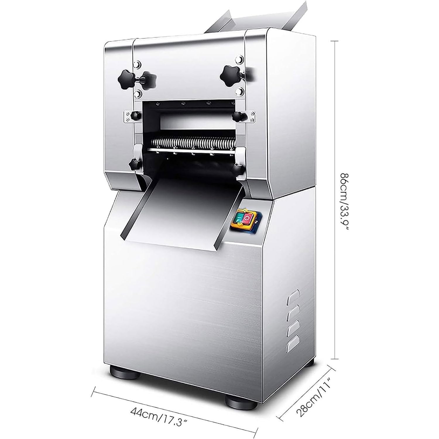Fabricante De Fideos Comercial De 2200 W, Máquina De Pasta De Acero Inoxidable De 30 Kg/h Con Cuchillo De Molde De 1.5 Mm/2 Mm/3 Mm, Espesor Ajustable De 1-10 Mm, Personalizable, Para Restaurante