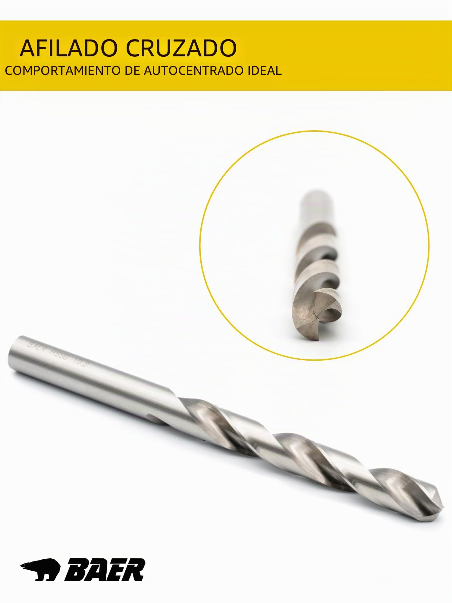 BAER Juego de Machos de Roscar HSSG con Broca de Perforación M 3-12 para Corte de Torno