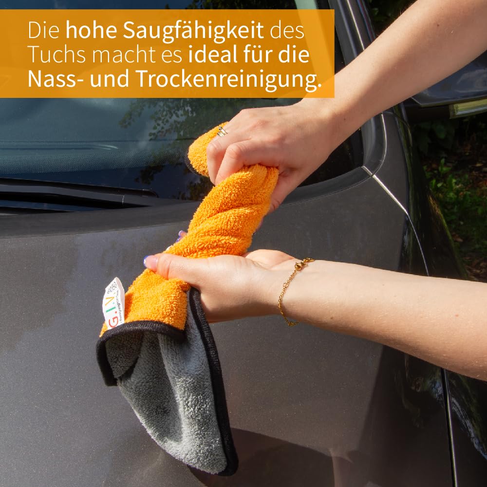 G.I.V. 12x Auto Trockentuch 500 GSM 40x40cm - Mikrofasertücher Saugstark & kratzfrei - Autopoliertuch, Autopflege, Trockentuch, Mikrofaser Reinigungstuch für Auto, Motorrad, Fenster, Glas, Haushalt
