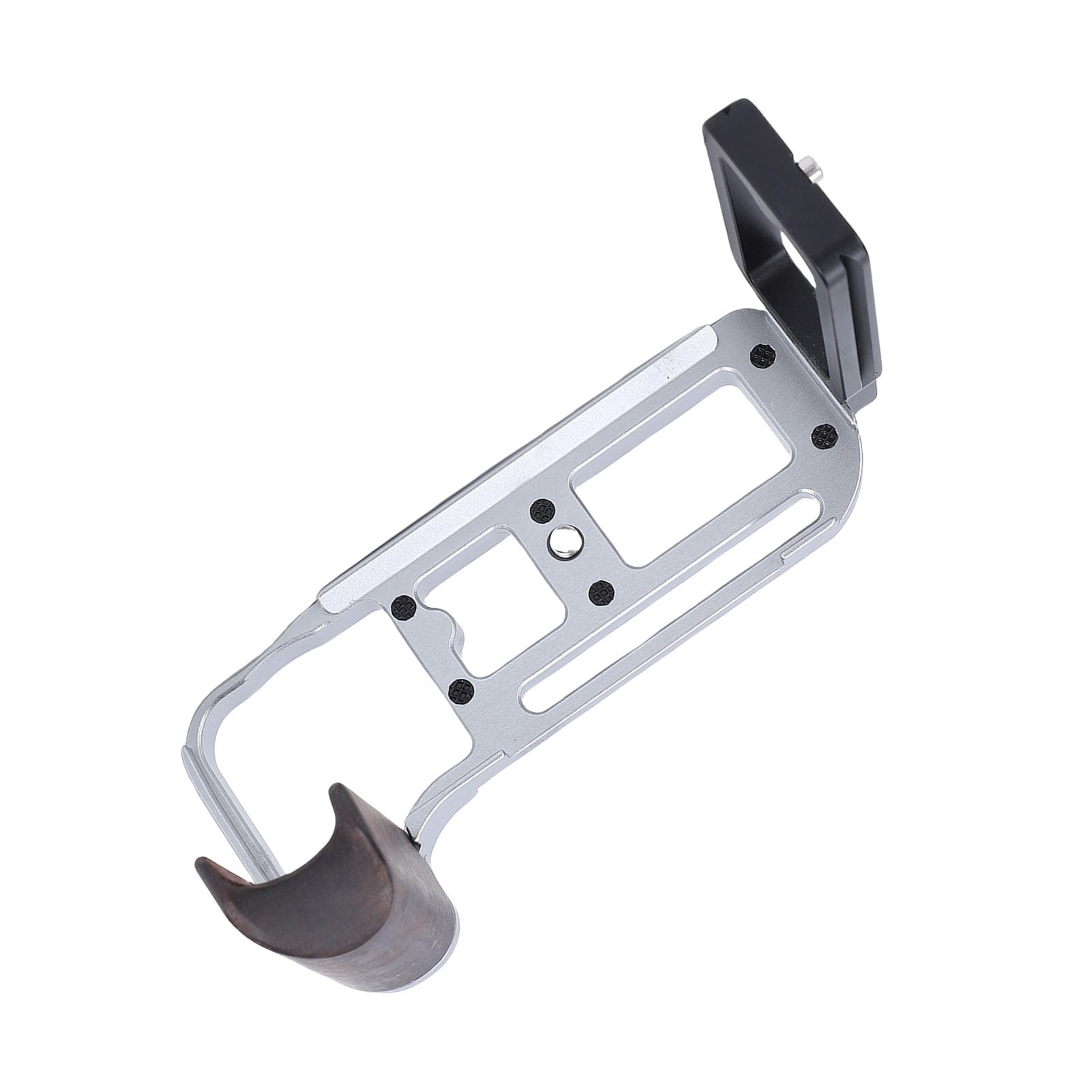 banapoy Piastra a L per Impugnatura della Fotocamera, Staffa a L per Impugnatura in Legno a Sgancio Rapido, Piastra di Montaggio per Treppiede con Cuscinetto Antiscivolo, Foro per Vite da 1/4 (SILVER)