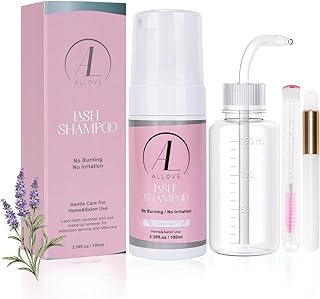 Lash Shampoo for Lash Extensions 100ml Eyelash Extension Cleanser + Rinse Bottle Sensitive and Non-irritation Lash Cleaning Kit for Eyelash Extensions Salon & Home Use - Lavender