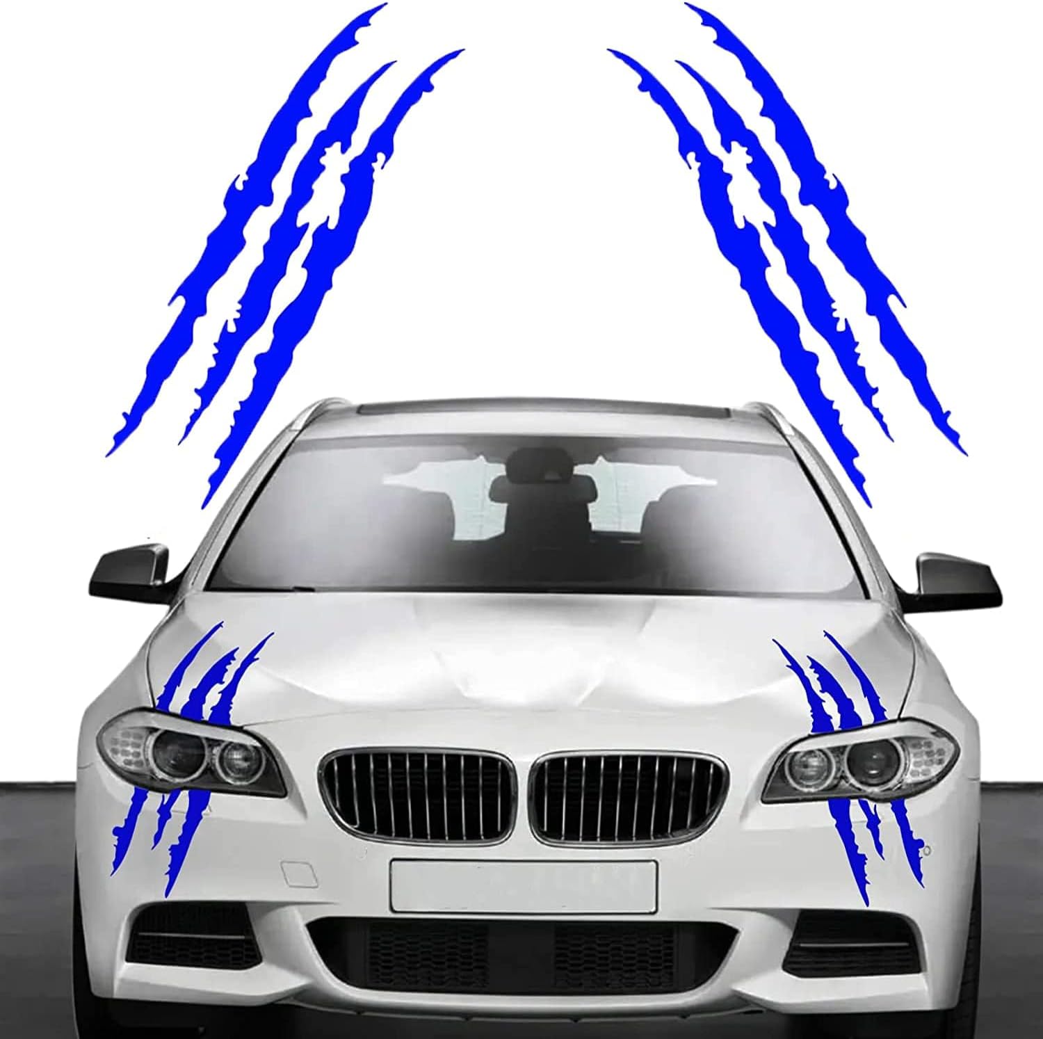 2 Pcs Claw Marks Car Stickers for Porsche Macan EV 2024-2025, Monster Scratch Decal Headlight Wrap Graphics Styling Body Vinyl Decorative Kit,Blue