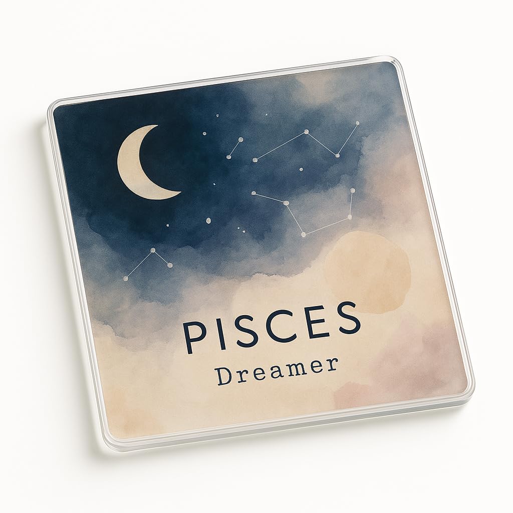 Modern Zodiac Acrylic Coaster Gift - Celestial Dreamscape Design with Minimalist Pisces Theme for Home or Office Decor