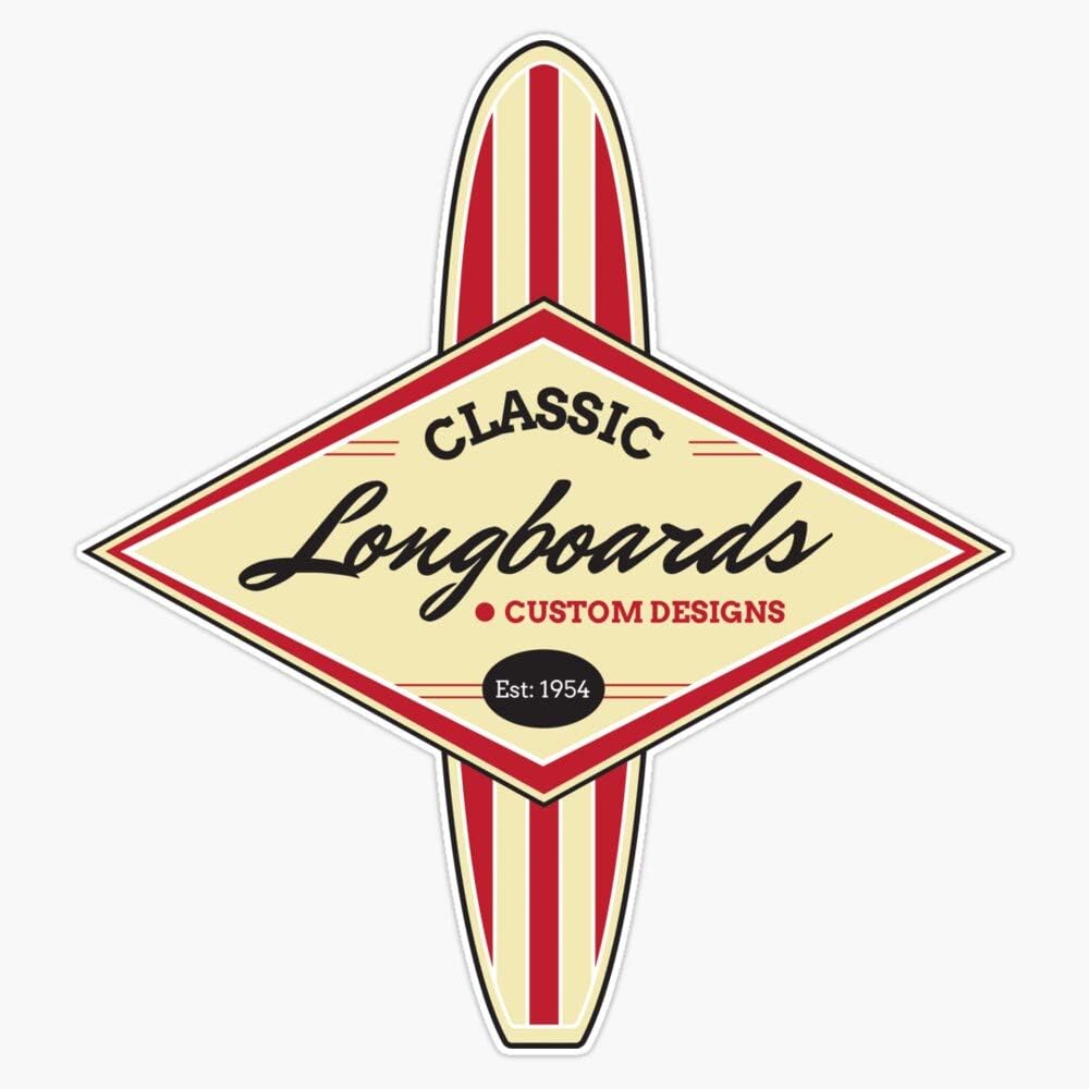 Classic Longboards Custom Surfboards Vinyl Waterproof Sticker Decal Car Laptop Wall Window Bumper Sticker 5"