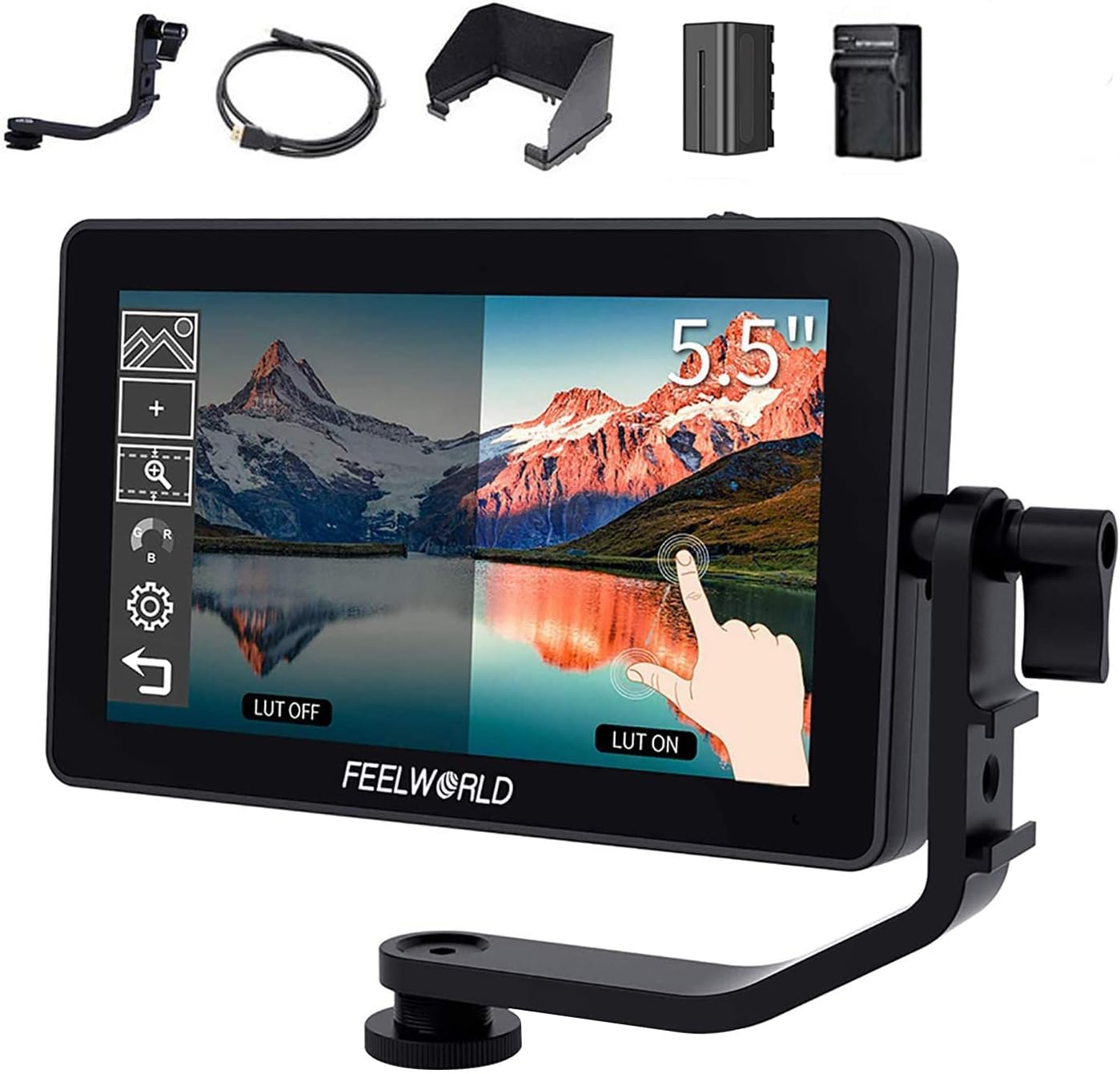 FEELWORLD F6 + 5.5 Inch Touch Screen DSLR Full HD 1920x1080 Camera Field Monitor with HDR 3D Lut IPS Video Peaking Focus Assist 4K HDMI (DL-FEL-F6+)