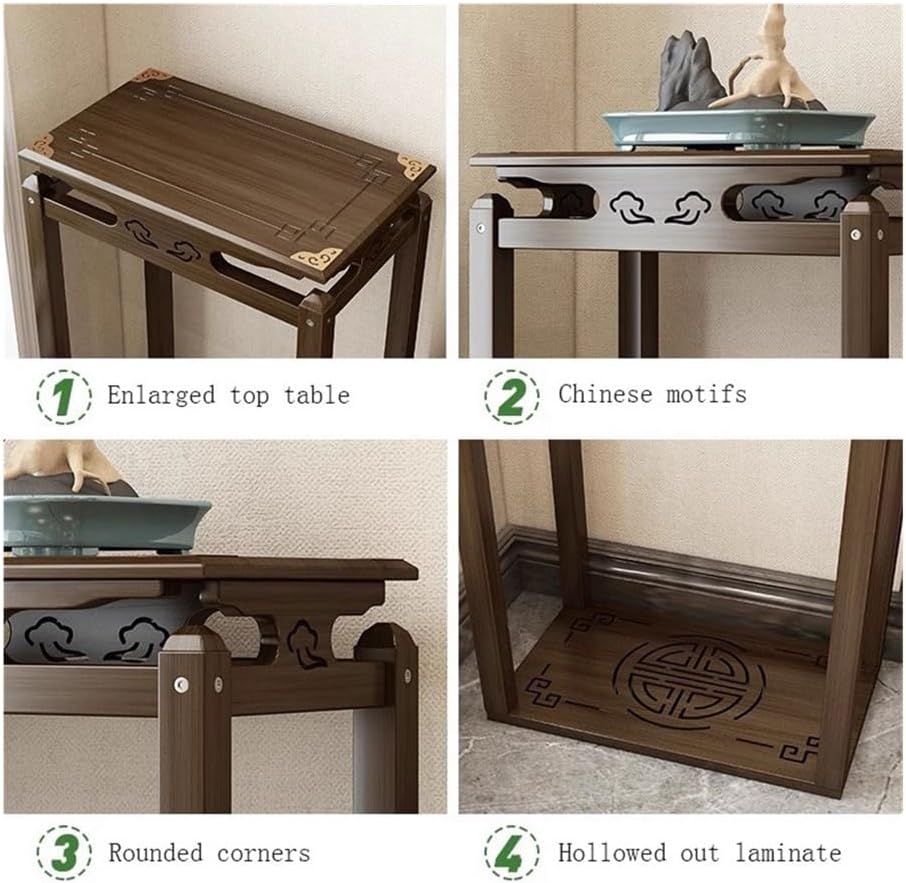 Plant Shelf, Indoor Home Decor Bonsai Rack, for Living Room Balcony Bamboo Plant Shelf(Small)