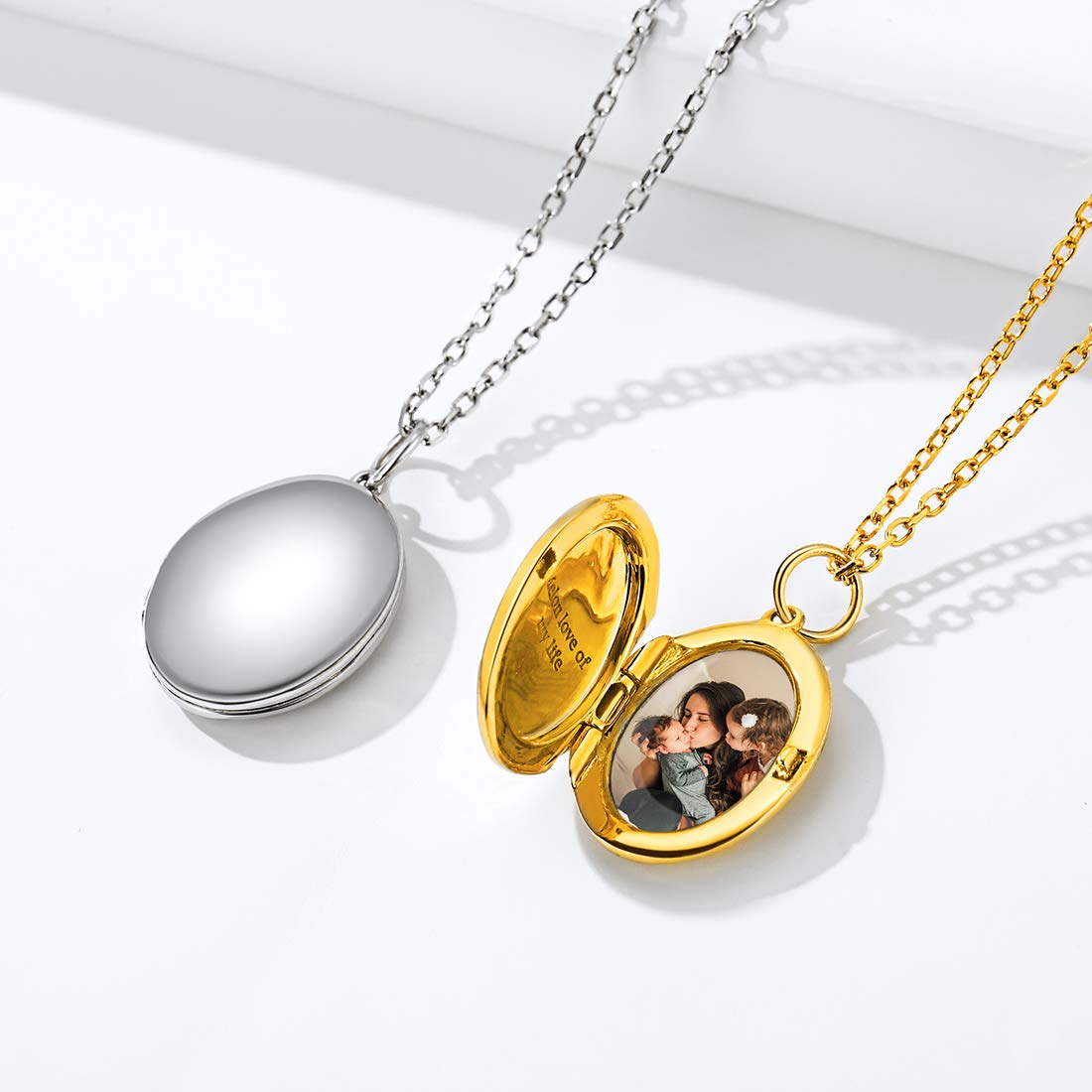 ChicSilver Damen 925 Sterling Silber Halskette Personalisiert Medaillon für Mädchen, Damen Medaillon zum öffnen für Bilder, Frauen Rund/Oval Medaillons für Bild Amulett Schmuck für Freundin Ehefrau