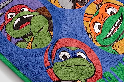 Image of Jay Franco Plush Throw Blanket - 46 inch x 60 inch Inches Kids Hero Soft & Cozy Fleece Throw for Bedroom & Couch Decor, Official Licensed Product, Blue - Teenage Mutant Ninja Turtles