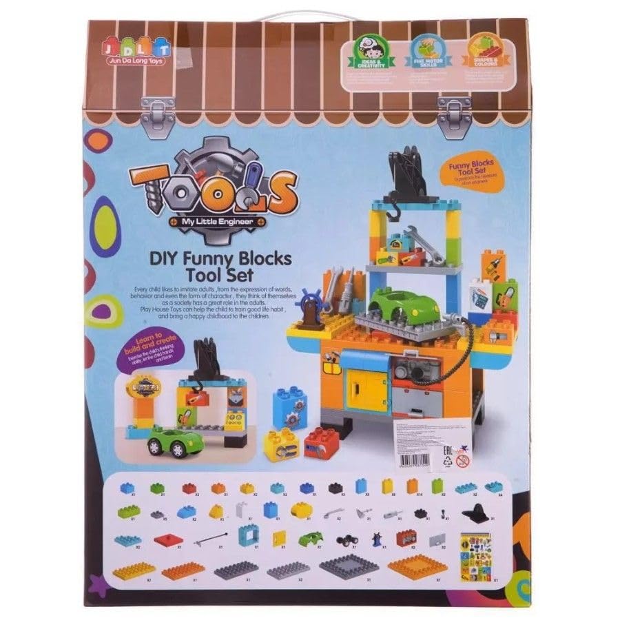 Massive Reckon® Durable Plastic DIY Funny Block Tool Set Toy Ideal for Indoor Playing Kids Boys and Girls - Multicolor