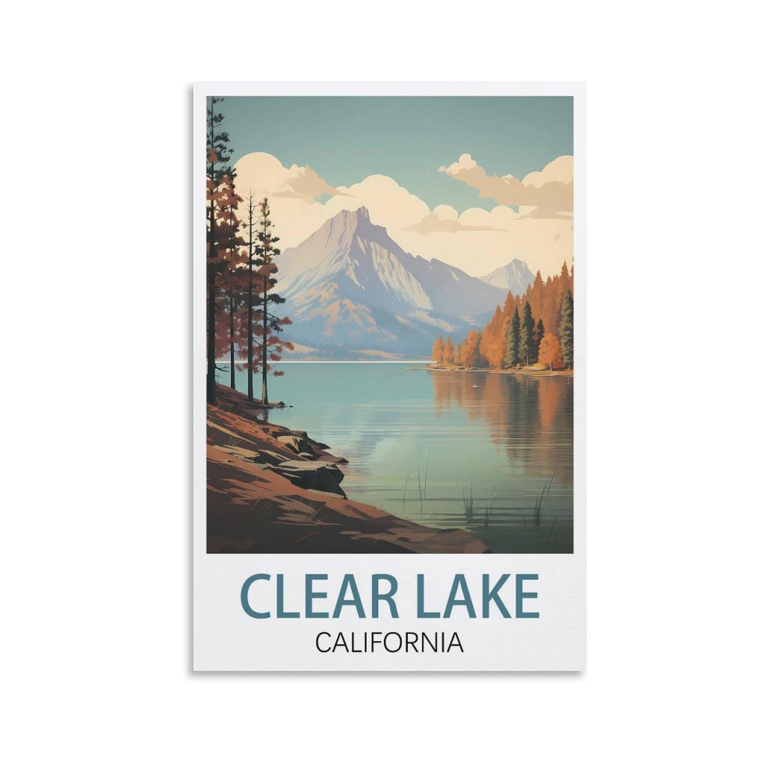 Vintage Metal Tin Sign Vintage Tin Sign Metal Retro Art Wall Poster for Home Club Garden Decor Clear Lake California Posters 15x30cm
