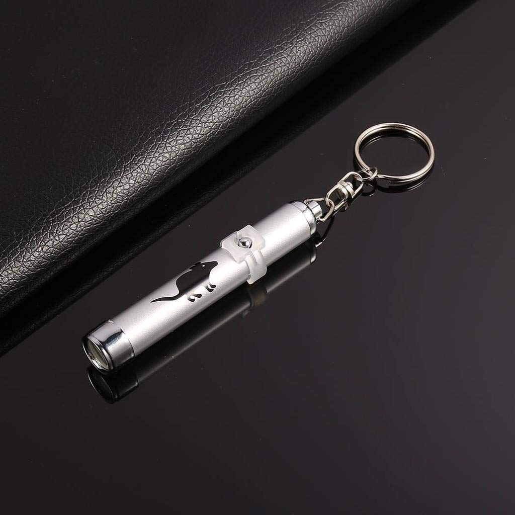 Mumoo BearLaser Cat Stick Laser Pointer Pen For Cats Kitten Toy With Led Light Key Chain Tease Stick Silver Mouse Pattern