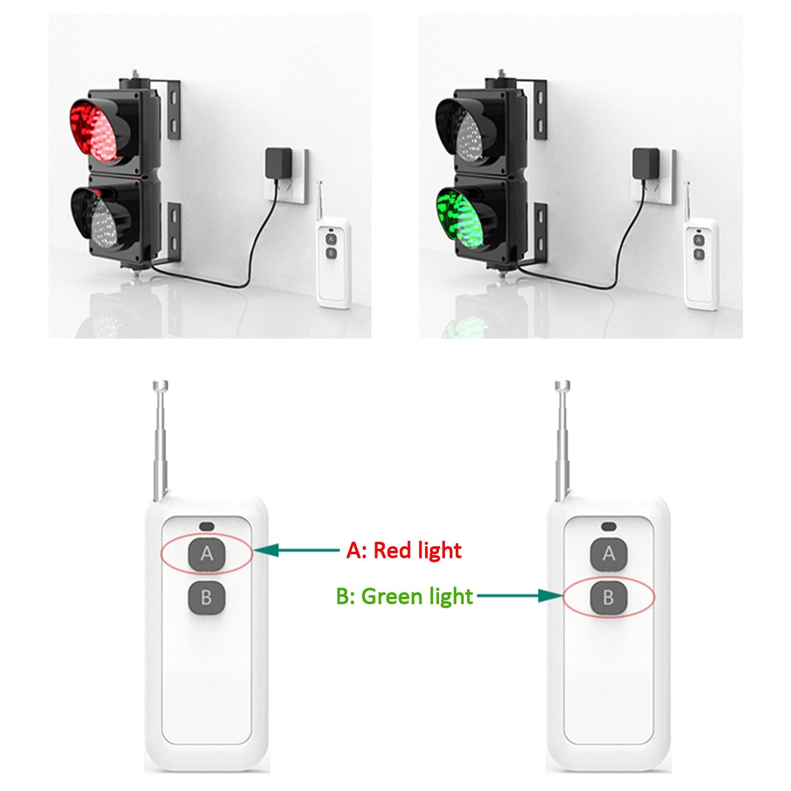 Semáforo, Luz LED de Freno de 100mm, Lámpara de Señalización Industrial para Pared, con Control Remoto, para Logística, Puerto de Descarga, Estacionamiento, Listo para Usar