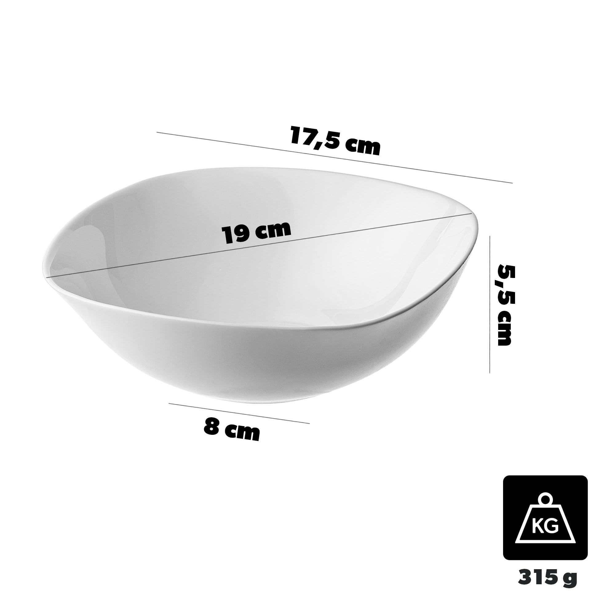 KADAX Lot de 36 Service de table pour 12 personnes, avec assiettes creuses, assiettes à dessert et assiettes plates, vaisselle de table, ensemble d'assiettes (blanc)