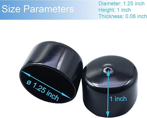Miniatura 2 de Tapones redondos de vinilo de 1 14 pulgadas, inserto de tapón de PVC negro, protector flexible de goma suave, tapa de plástico para muebles, poste