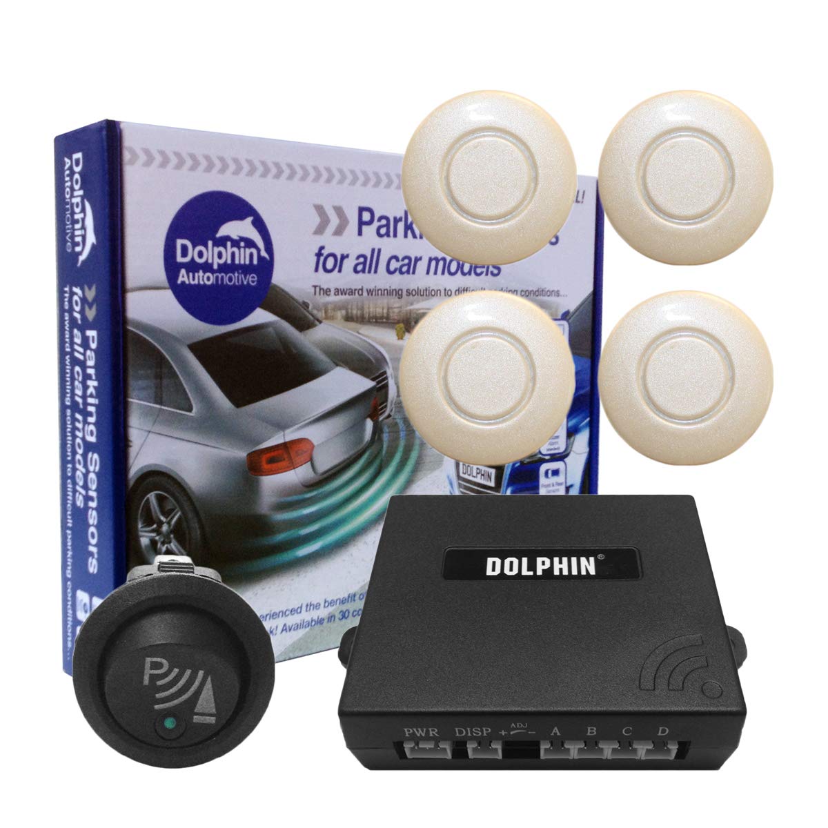 Dolphin Car Van Front Parking Sensors With Longer 6m Leads and Parking Switch in 32 Coloured Options UK (Electric Blue) — view 12