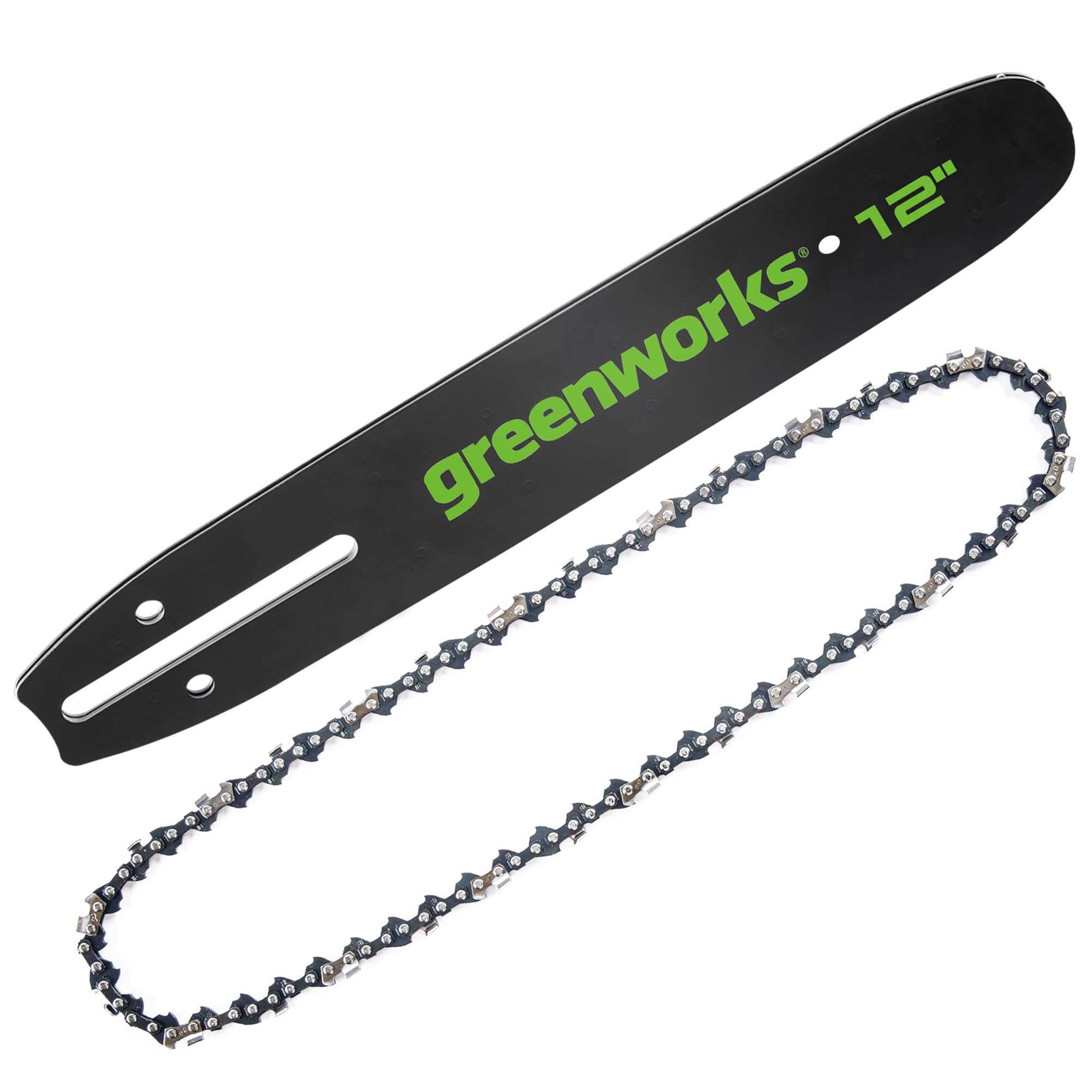 Greenworks Combo de barra y cadena de repuesto de 12 pulgadas, calibre de 0.043 pulgadas