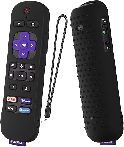 Miniatura 1 de Funda de silicona para Roku Ultra 2022 Remote Roku Voice Remote Pro funda de silicona duradera a prueba de golpes con cordón azul brillante