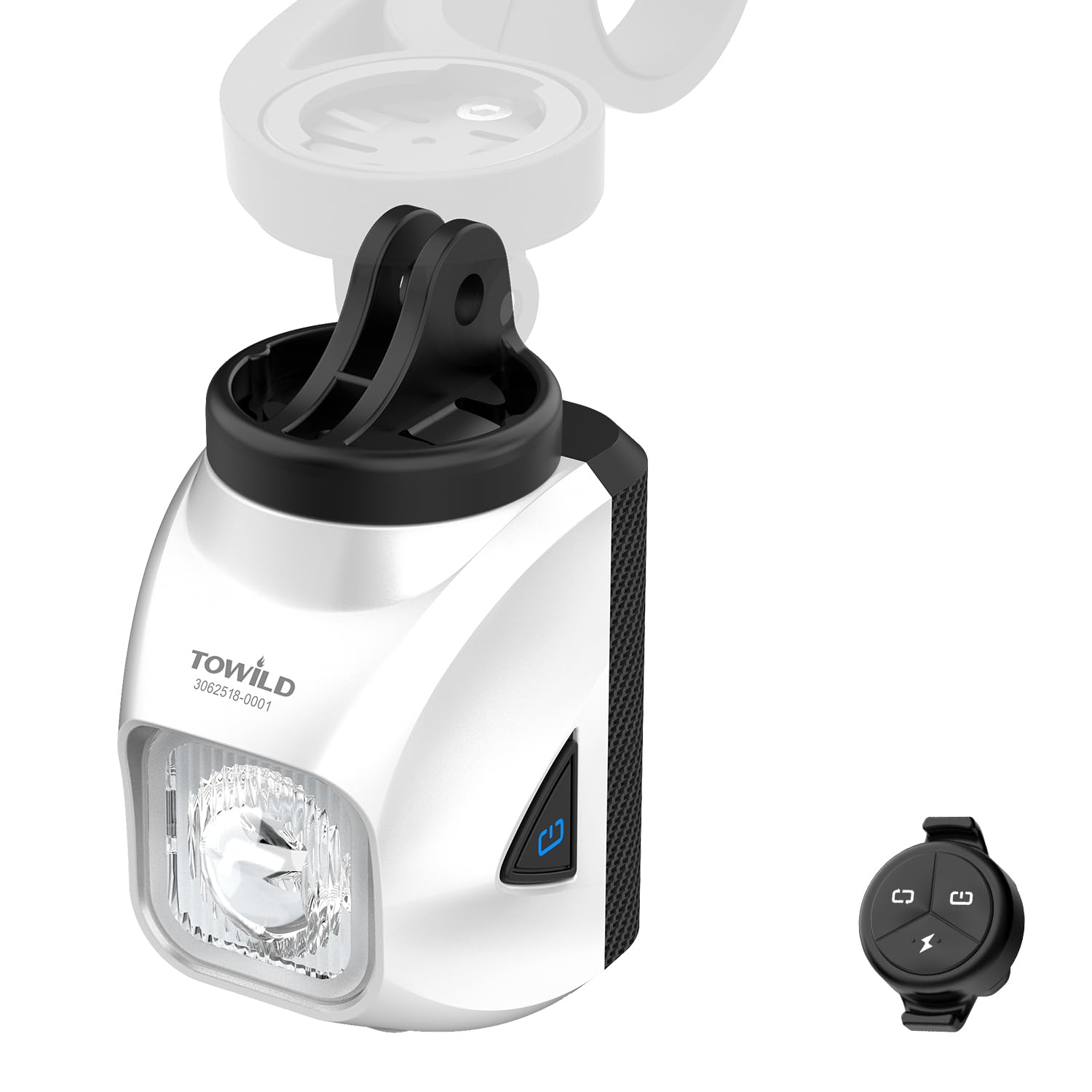 TOWILD DL1200S 1200 Lumen Under-Mount Bike Light with Remote Control, USB-C Rechargeable 3200mAh LED Front Bicycle Light, Compatible with Bike Computers, Anti-Glare IPX6 Waterproof Cycling Headlight