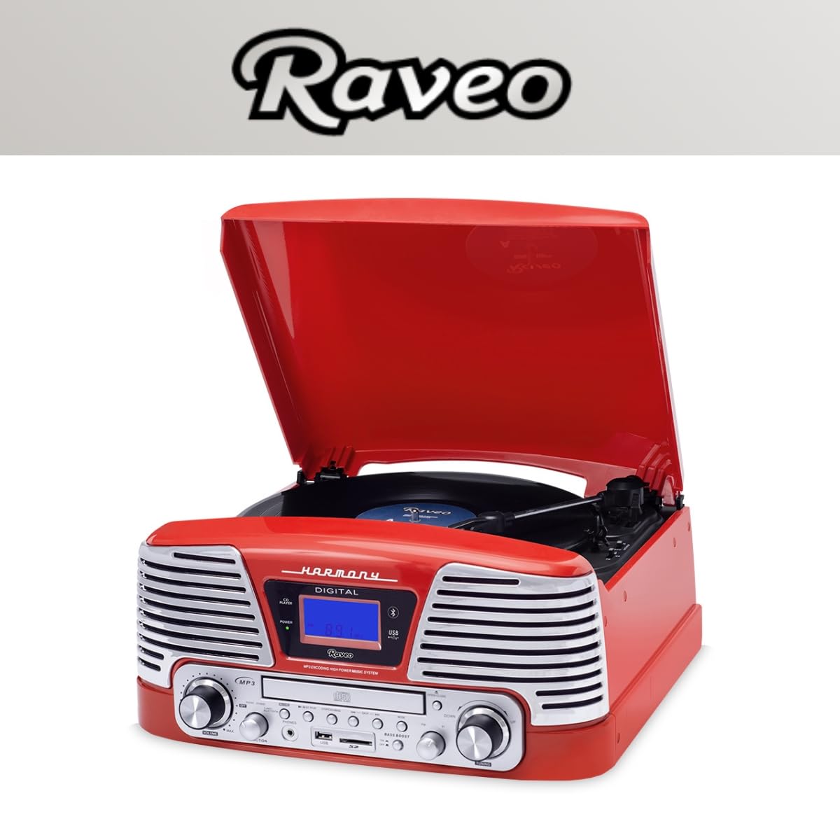 Vitrola Red com CD, FM, SD, USB e Bluetooth, Bivolt, Raveo