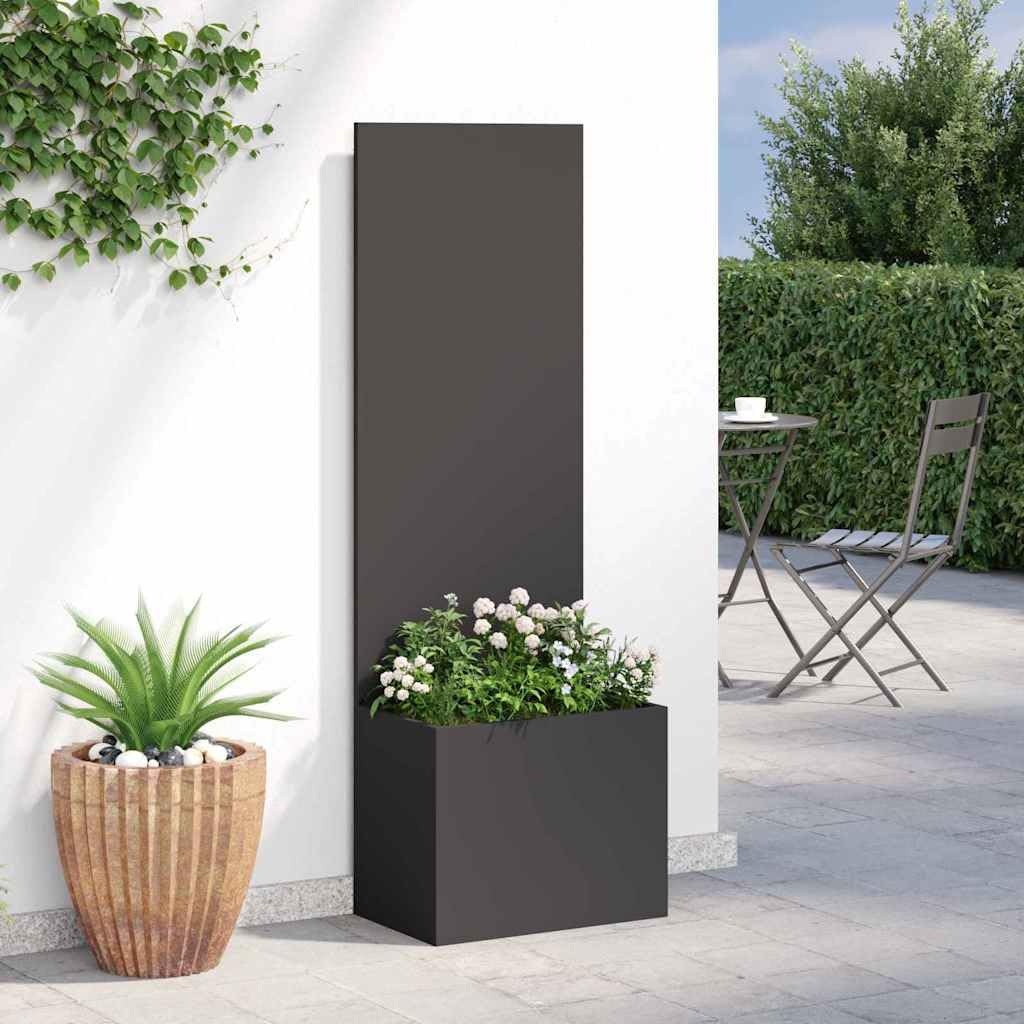 Tomostar Jardinière avec Brise Vue, Bac à Fleurs Lit de Jardin Surélevé Fretwork Noir 50x150 cm