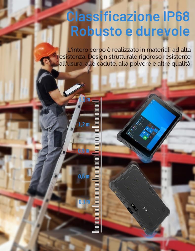 Tablet IP68 RT-I10Y, tablet Windows da 10,1 pollici, Windows 11 Pro Upgrade, 8 GB+128 GB, Intel N5100, 4G LTE GPS, tablet PC portatile industriale con cinghia da polso per lavori all'aperto