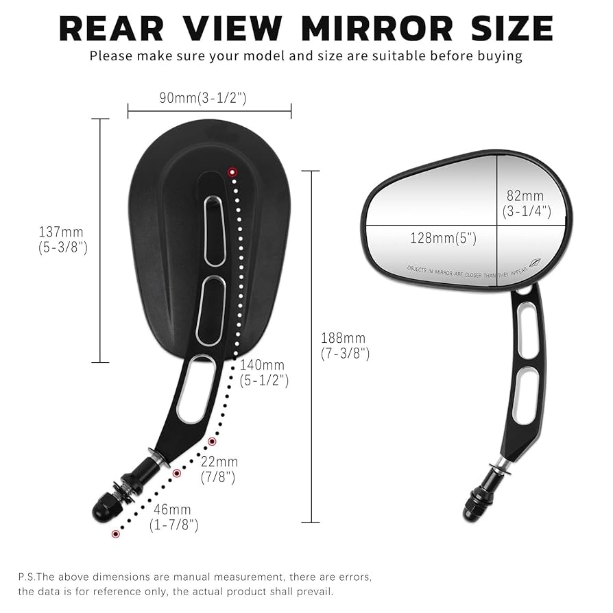 Amazon.com: 8mm Black Motorcycle Rearview Side Mirror Hollow