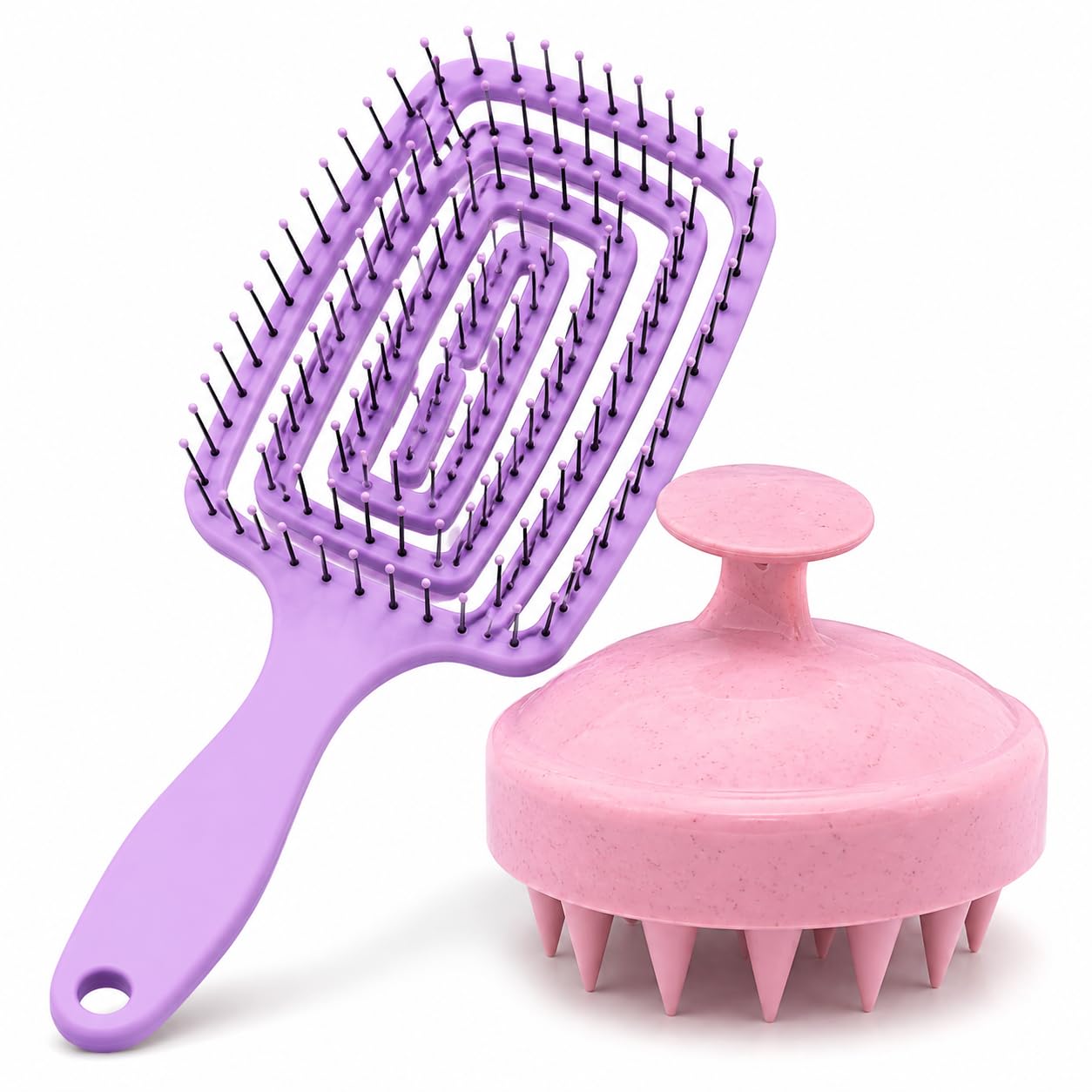 MEK N MART 2-in-1 Hair Care Combo | Detangling Hair Brush + Silicone Scalp Massager Shampoo Brush | Anti Breakage, Wet & Dry Hair, Hair Growth & Scalp Cleansing for Women, Men & Kids-image-7