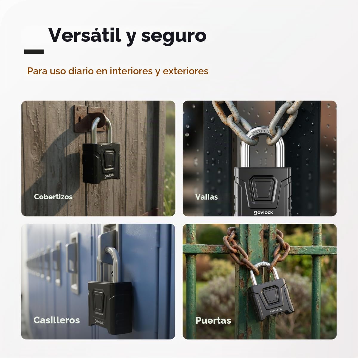 Candado de combinación de alta resistencia para exterior – impermeable, arco de 8 mm resistente al corte – para portones, vallas, cobertizos, trasteros, taquillas y armarios – pack de 1, negro