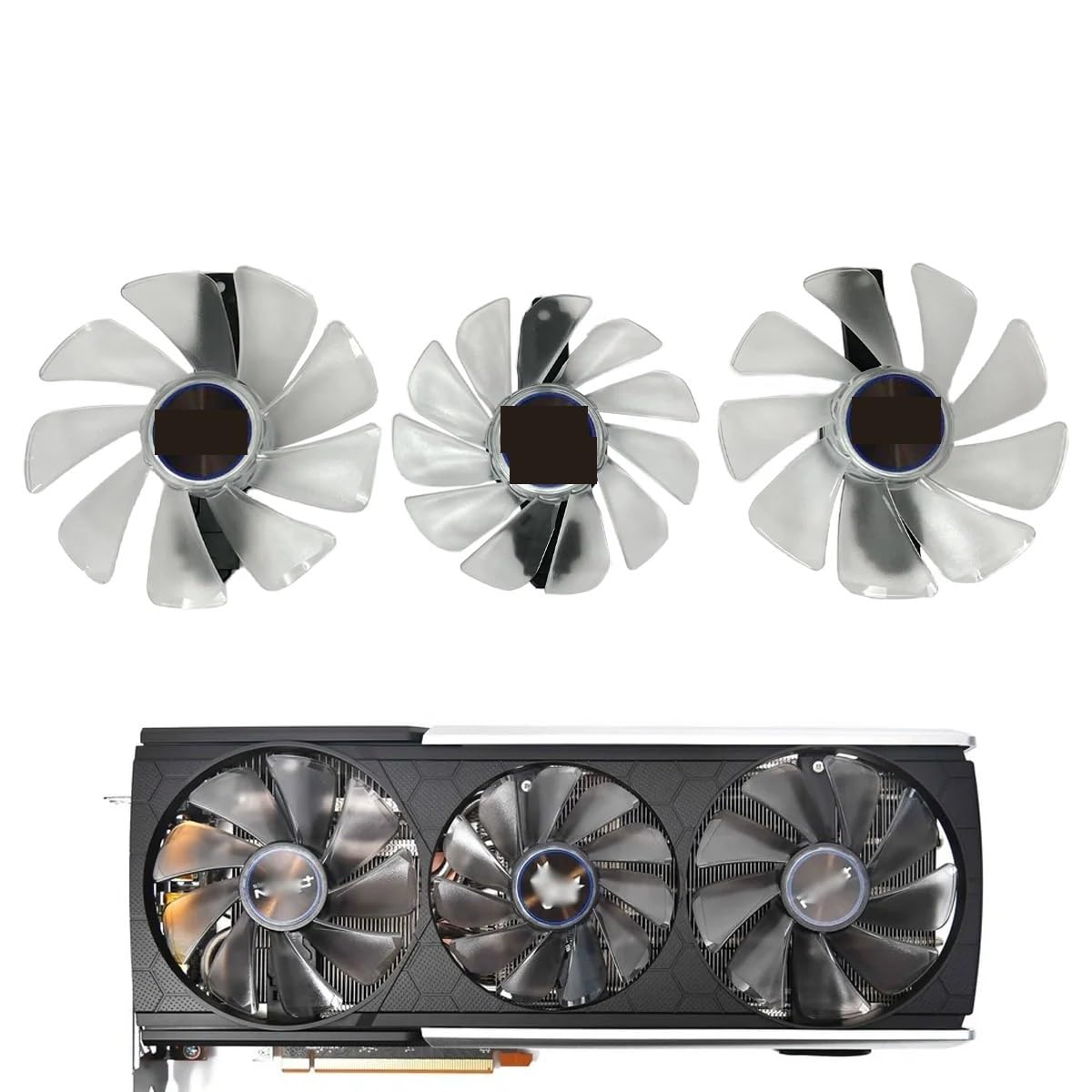 Ventilador de Repuesto para Tarjeta gráfica Sapphire RX 5700 XT 8 GB Nitro, CF1015H12D, CF9010H12D, FD10015M12D y FDC10H12D9-C(White 3-Fan FD)