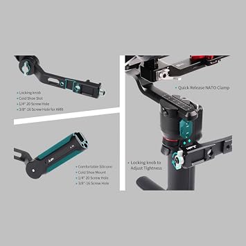 Fotga ハンドホールドブラケットスタビライザー 角度調整可能ハンドルハンドグリップ DJI Ronin RSC 2 RS 2 RS 3 RS 3 Pro/RS 3 Mini / RS4 Proジンバルスタビライザー用