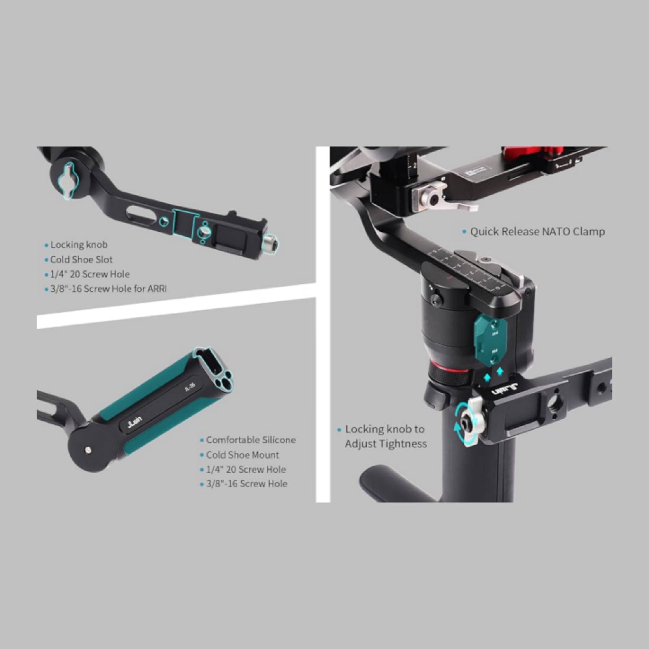 Fotga Soporte de mano estabilizador de ángulo ajustable para DJI Ronin RSC 2 / RS 2 / RS 3 / RS 3 Pro/RS 3 Mini / RS4 Pro estabilizador de cardán
