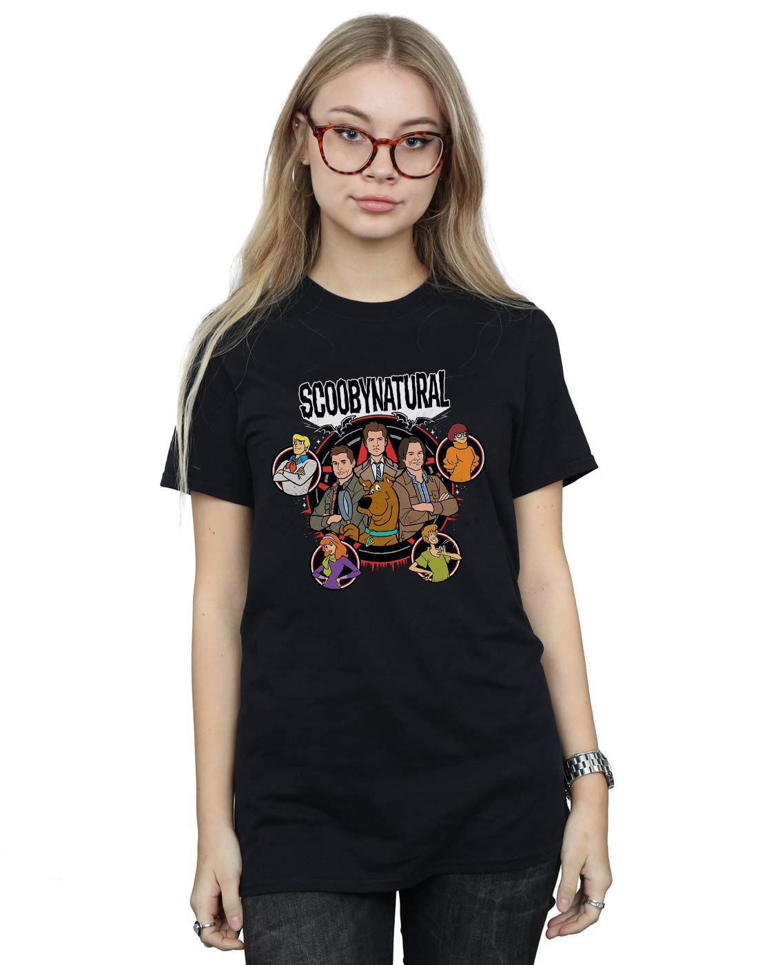 Scoobynatural Women's Characters Star Boyfriend Fit T-Shirt Black Medium