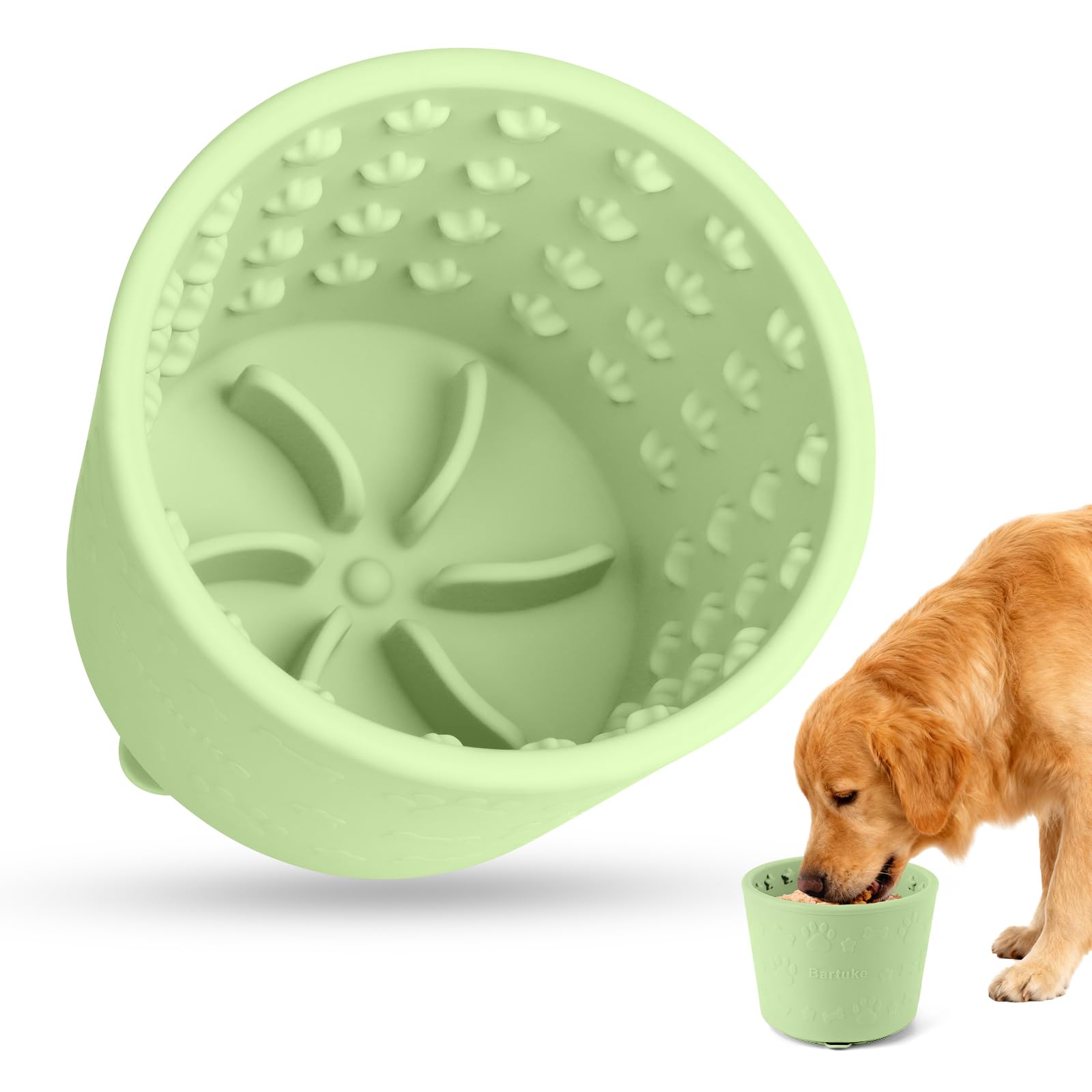 Bartuke Silicone Deep Slow Feeder Dog Bowls, Dog Licking Bowl with Suction Cups for Liquid Treat to Anxiety Relief, Elevated Pet Feeding Bowl, Dishwasher Safe (Green) — image 1
