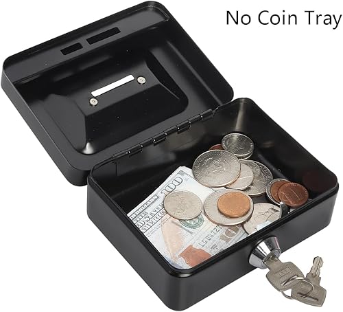 Miniatura 2 de Kasten Caja de dinero de metal con bandeja de dinero y cerradura de llave, caja de dinero para ahorrar en efectivo, 11.8 x 9.5 x 3.5 pulgadas,
