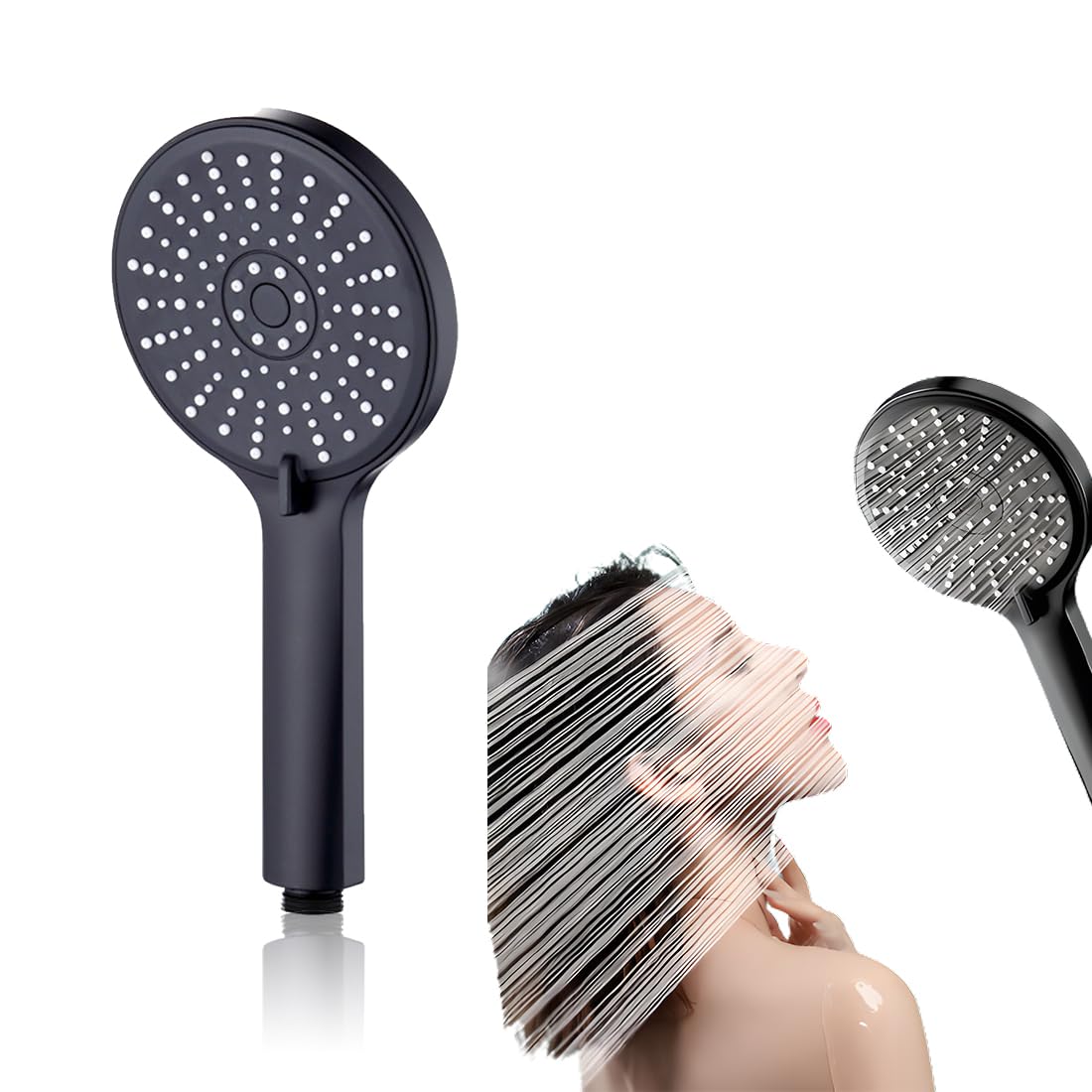 Soffione Doccia Soffione doccia grande (120 mm di diametro) con5 modalità di erogazione dell'acqua, soffione doccia ad alta pressione, Soffione Doccia Risparmio Idrico 8L/min cromato