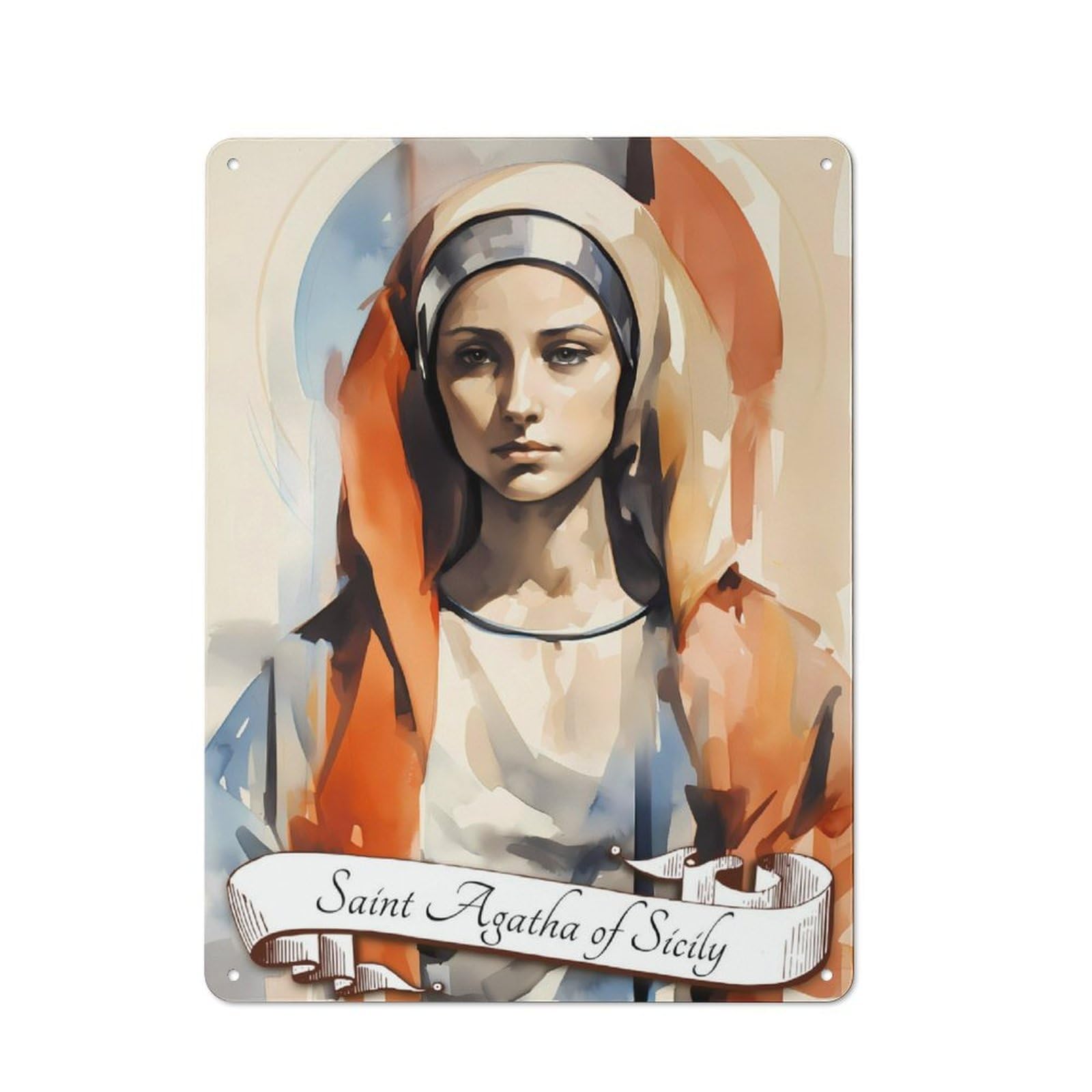 Junmoney Saint Agatha Of Sicily Metal Plaque 40X30cm With For Pub Or Café, Rustic Decor, For Garage, Workshop And Man Cave Decoration