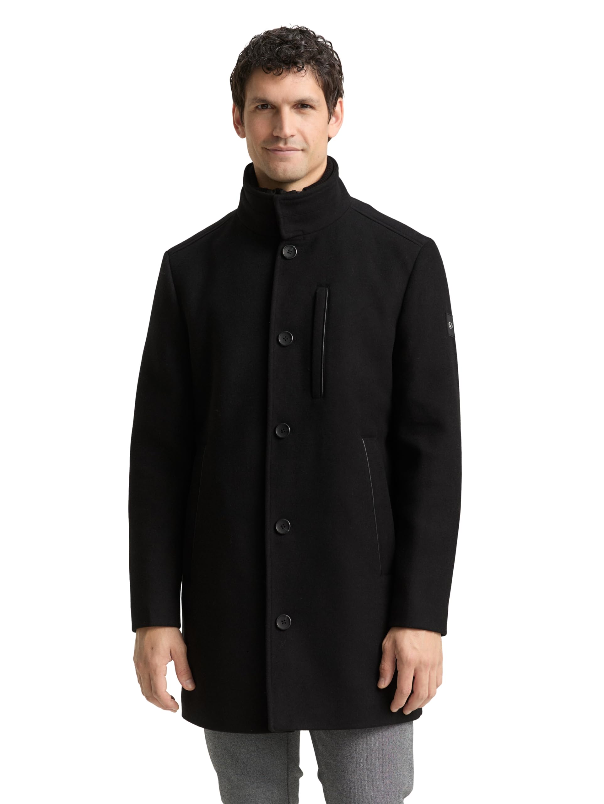TOM TAILOR Herren 2-in-1 Wollmantel mit Abnehmbarer Innenjacke