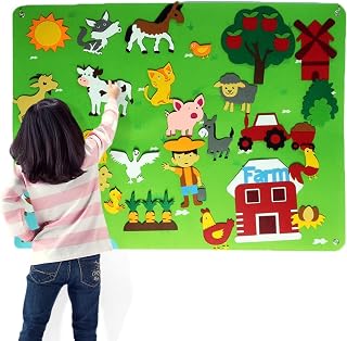 Children's Felt Story Board Set, 2023 New Flannel Graphs for Children Farm Ocean Animals Story Felt Board Set, Early Learning Interactive Play Kit Wall Hanging Gift for Toddlers Childrens (Farm)