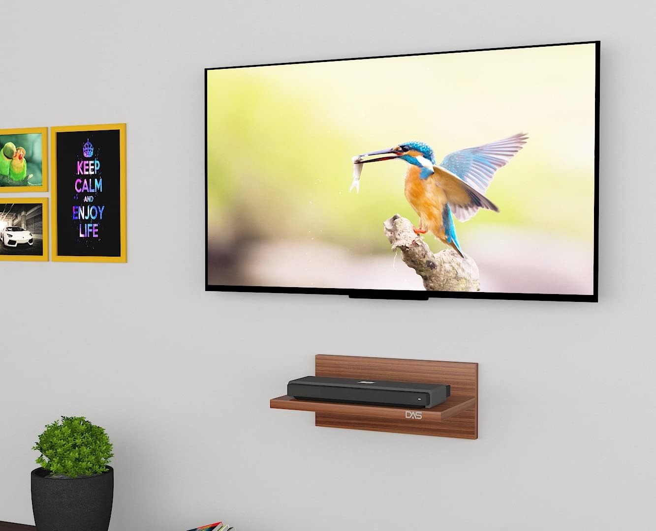 DAS Wall Mounted Engineered Wood TV Entertainment Unit/Set Top Box Stand Classic Walnut - Ariann