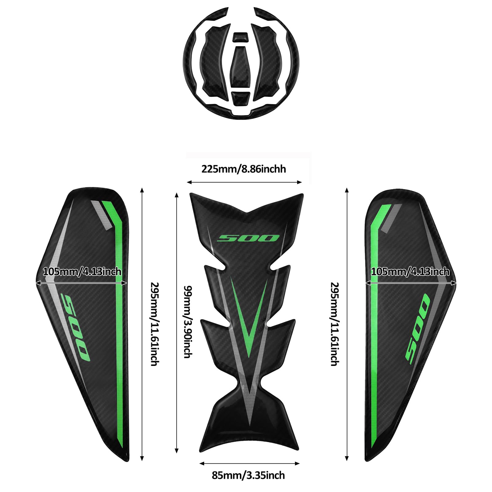 Protège-réservoir pour Kawasaki Ninja 500 Z500 SE 2024-2025, vert