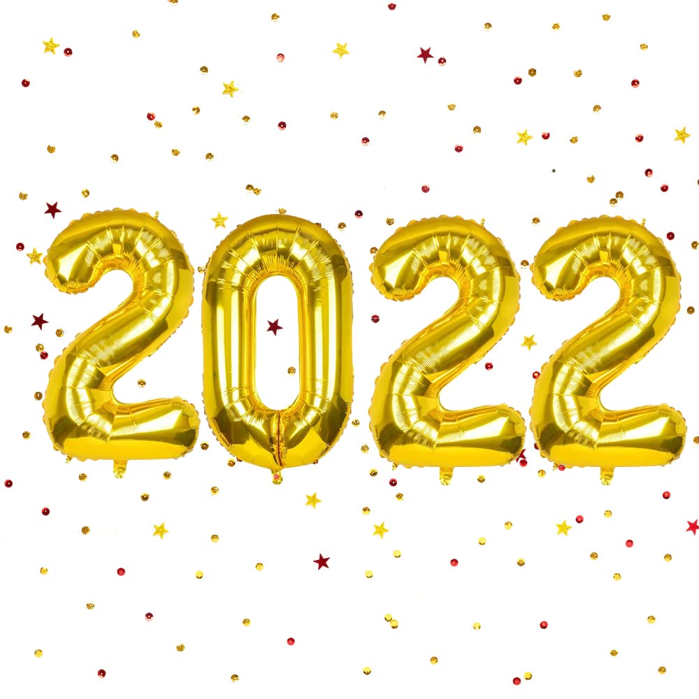 Photo 1 of 2022 Gold Foil Number Balloons for Graduation Decor Supplies Birthday Parties and Anniversary Parties, Oversized Reusable Balloons, 40 inch, 2 pc giant 36 in baloons 2 items 