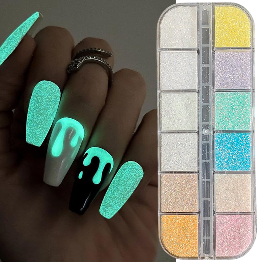 S.A.V.I Glow-in-The-Dark Glitter Powder for Nail Art – 12 Candy Colors | Luminous Neon Sugar Glitter Dust for Acrylic DIY Manicure | Long-Lasting, Easy-to-Apply Nail Decoration | Nail Tech Must-Have-picture-10