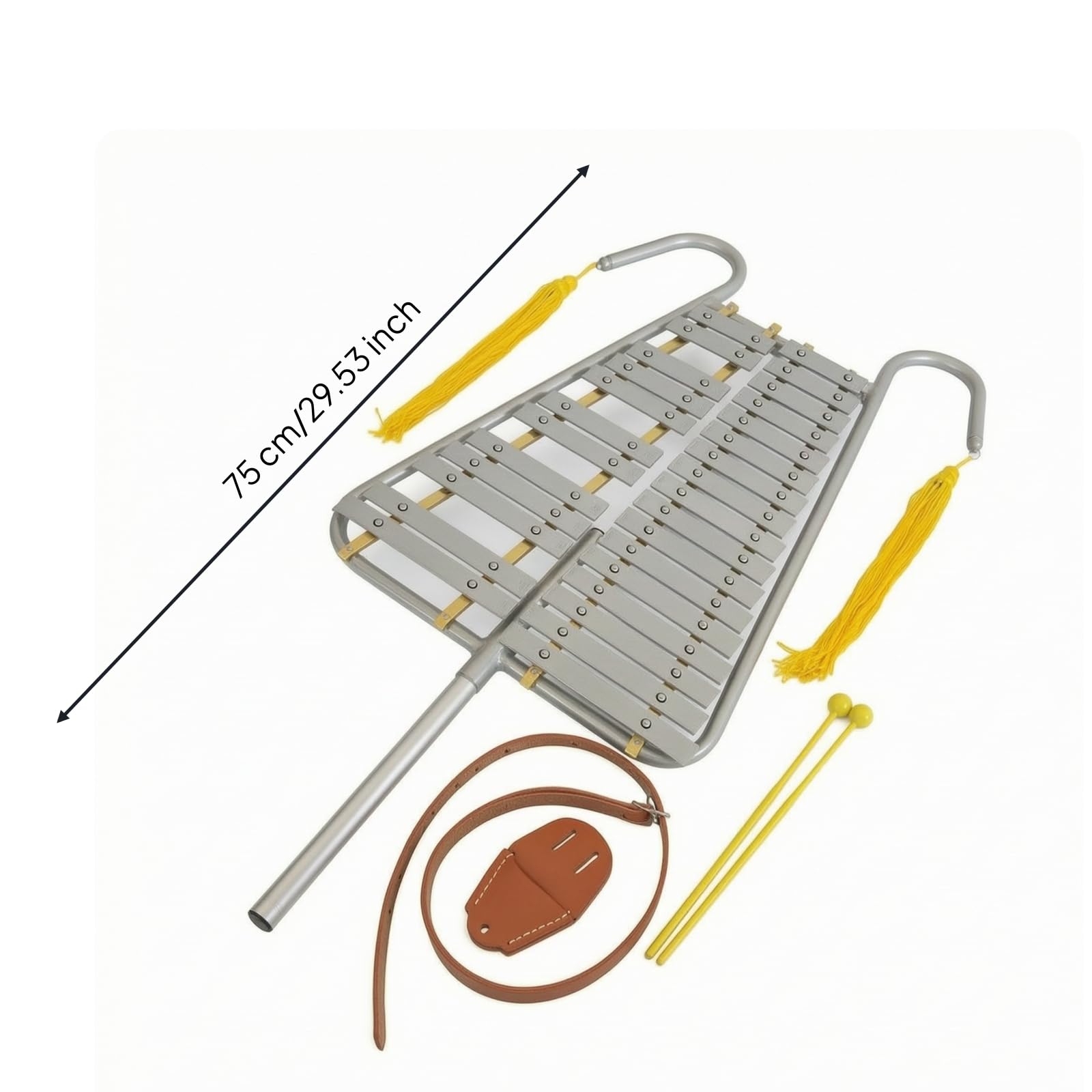 Glockenspiel da Marcia Leggero Metallofono con Tracolla Compatto Strumento Musicale a Percussione per Musicisti, Studenti, Concerti