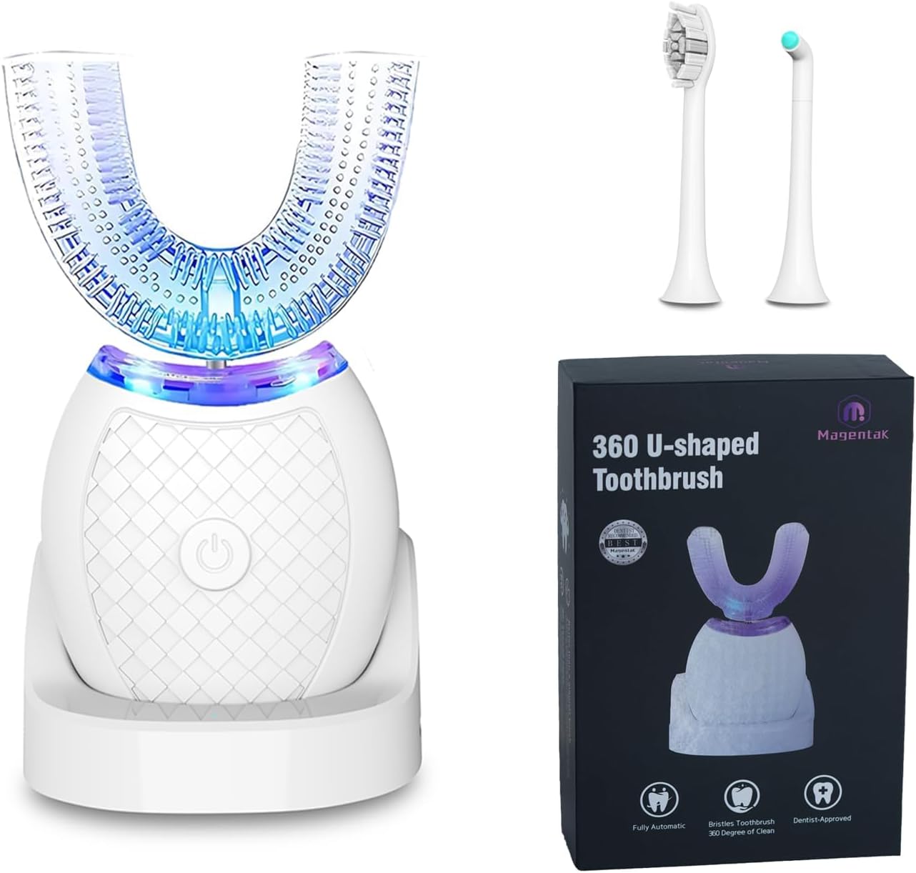 Electric Toothbrush for Adults, U Shaped Automatic Toothbrush for 360-degree Cleaning, 3 Modes for Whitening, Wireless Charging Kit for Travel or Home(White) Electric Toothbrush for Adults, U Shaped Automatic Toothbrush for 360-degree Cleaning, 3 Modes for Whitening, Wireless Charging Kit for Travel or Home(White)