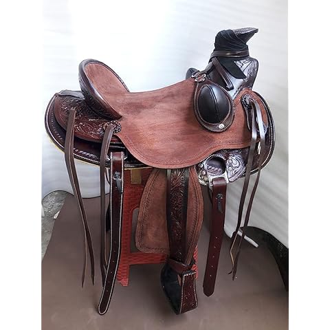 SHOWMEN CRAFT Rough Out Leather western heavy duty Wade Tree Roping Ranch Horse Saddle Tack (14") Cover