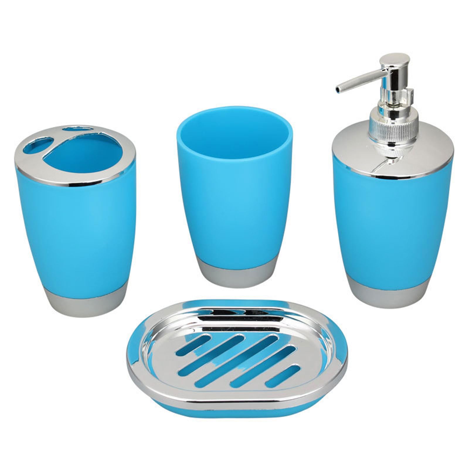 4PCS Space Saving Bathroom Set Hygienic Storage Solution for Toothbrush Cup Soap Dispenser Bathroom Storage Organizers Kits