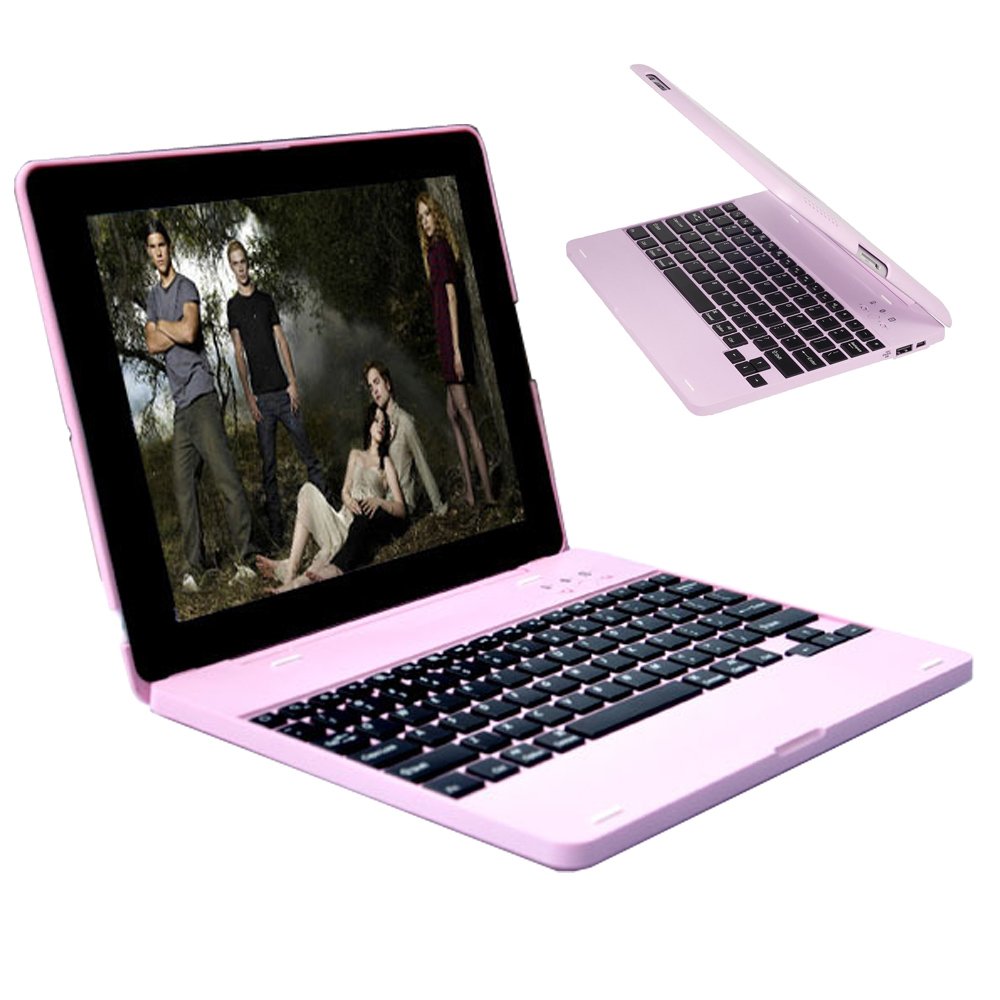 FlyStone iPad 4 with Retina display 3 in 1 Case-notebook Case & Bluetooth Keyboard Case & 4000mah Power Bank for Apple iPad 2/3/4 & iPad with Retina display (Not Compatible With iPad Air / iPad 5 / iPad mini 7.9")(PINK)
